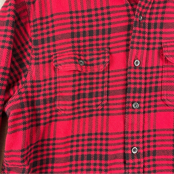 Woolrich Shacket Mens XL Red Plaid Check Flannel Button Up Long Sleeve Pockets - Picture 4 of 15